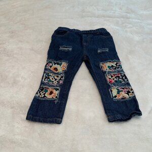 Distressed and Patchwork Dark Wash Denim Jeans Size 3Year